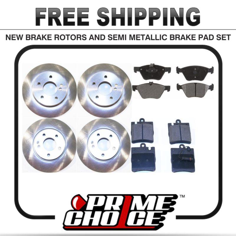 Front & rear kit 4 disc brake rotors and 8 metallic pads full complete set