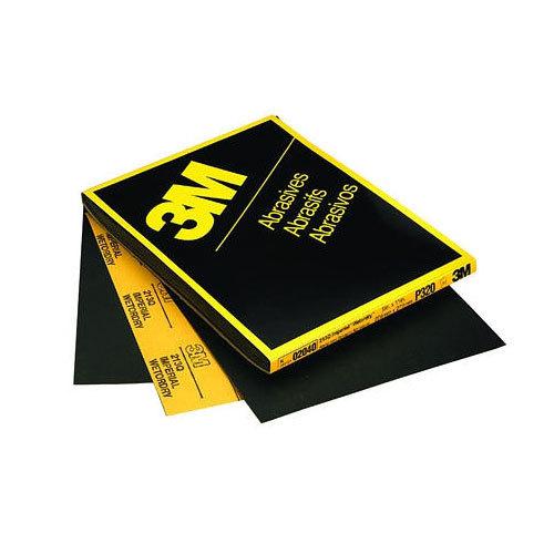 3m 500 grit wet or dry black abrasive sandpaper 9" x 11" sheet 50 in a box 2037
