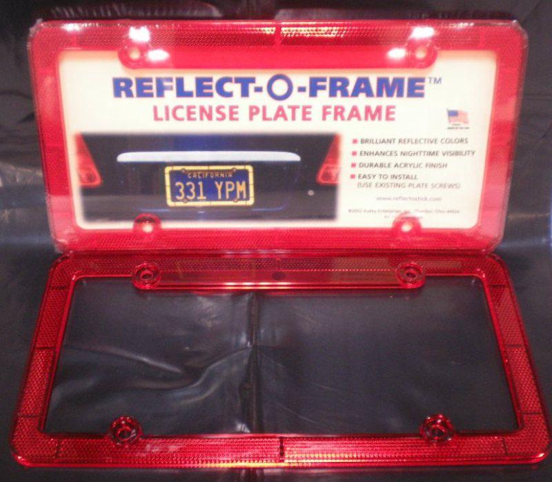 Lot of  2 red reflecto-o-frame plastic license plate frames - auto-car-truck