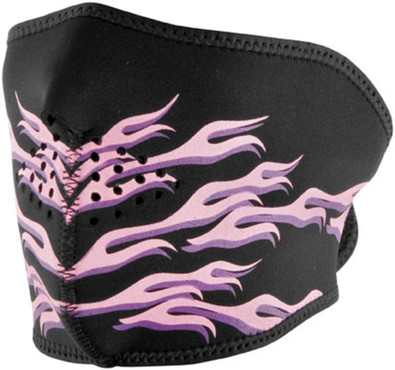 Zan cold weather water/wind resistant adult neoprene facemask,pink flames,osfm