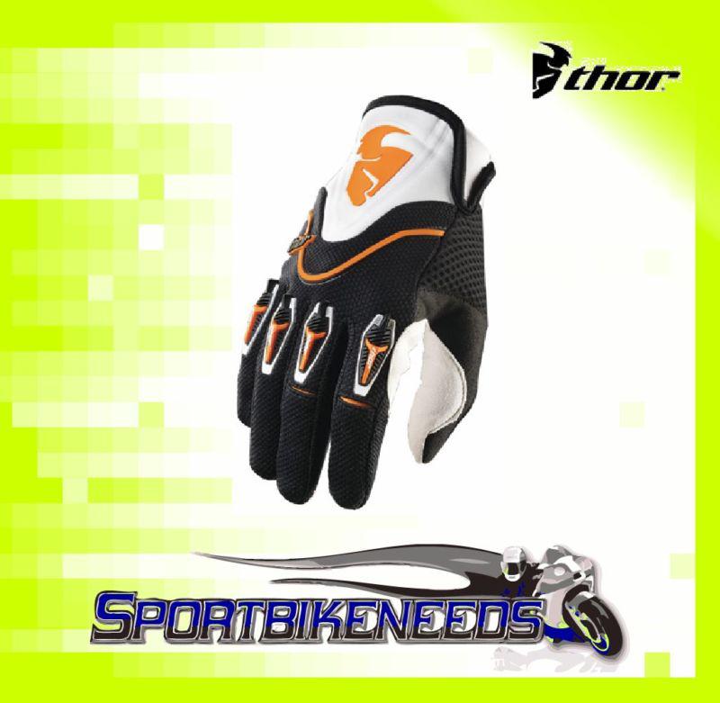 Thor 2012 flow gloves orange black motocross small s sm