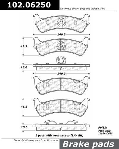 Centric 102.06250 brake pad or shoe, rear-standard metallic brake pad