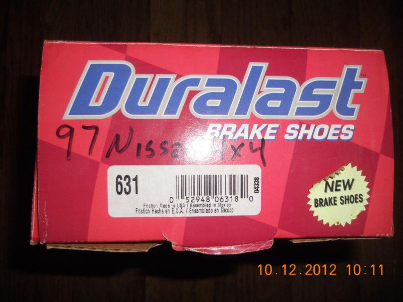 97 nissan frontier 4x4 pickup duralast rear brake shoes d-21, d-22 new in box