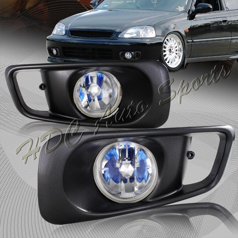 99-00 honda civic coupe/sedan chrome housing reflector clear lens front fog lamp