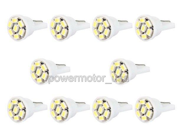 10pcs white led 7 smd t10 w5w 168 194 wedge side light lamp bulbs new pw013-10