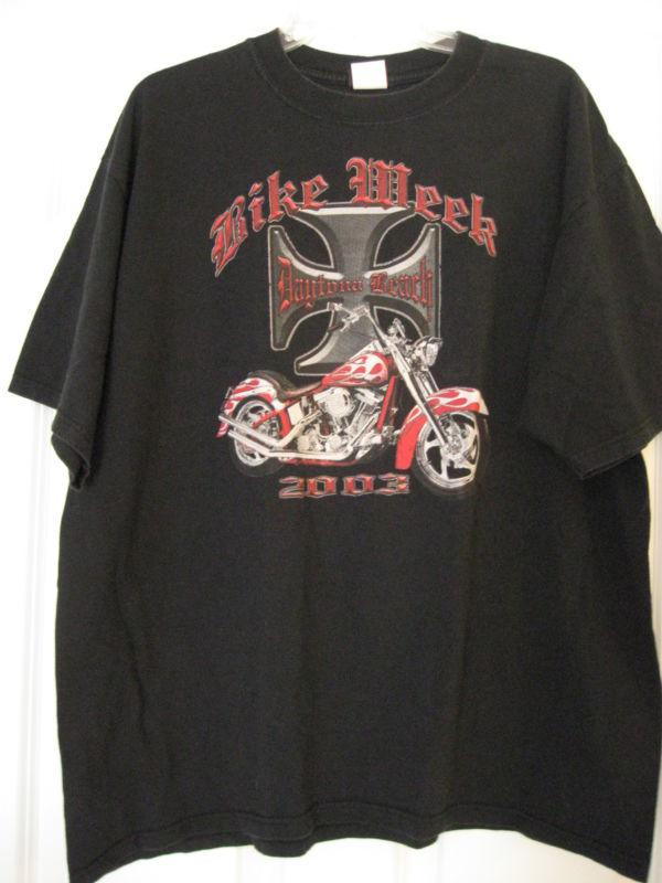 Bike week 2003 daytona beach, florida motorcycle size xl black 2-sided t shirt