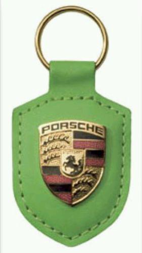 Porsche design driver's selection green crested leather key ring rare color, nib