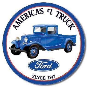 New vintage style ford trucks tin metal sign round