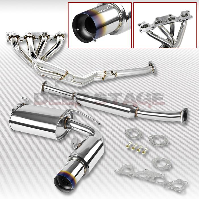 Ss cat back exhaust 3.5" burnt tip muffler+header+piping 90-93 mazda miata mx-5