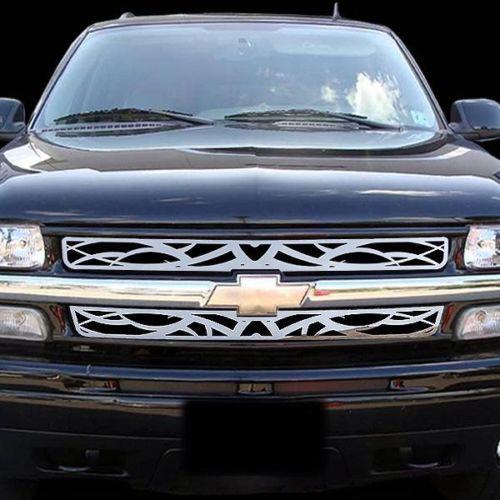 Chevy silverado ld 01-02 tribal polished stainless truck grill insert add-on