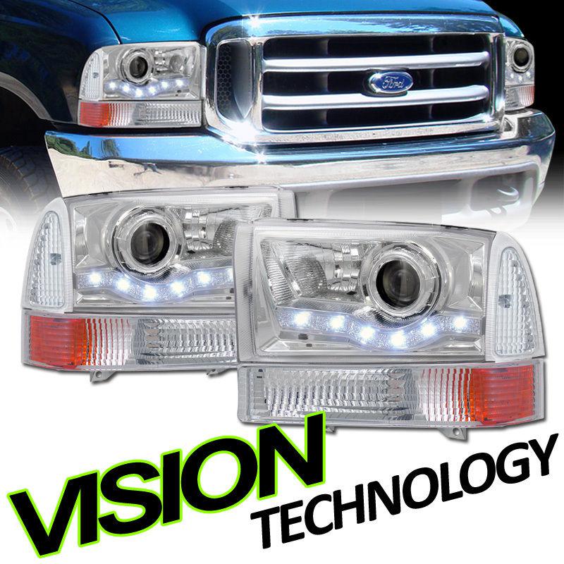 Led projector head lights+bumper/corner lamps 99-04 f-series superduty/excursion