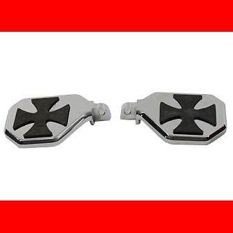 Chrome maltese cross design mini footboard foot peg set for harley models