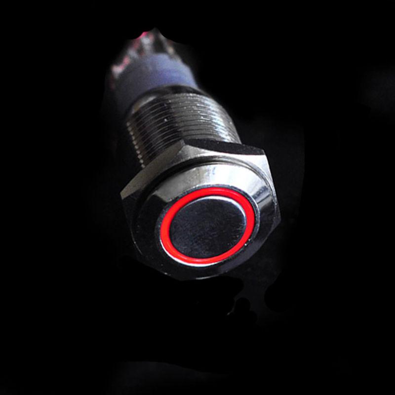 New 12v 16mm red led lighted angel eye metal push button on-off switch for car 