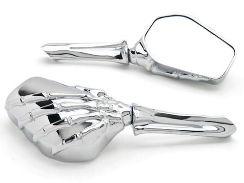 Chrome skeleton hand universal scooter moped vespa atv motorcycle mirrors m8 m10