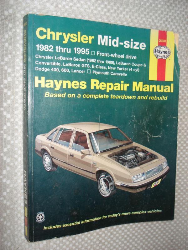 1982-1995 dodge chrysler plymouth service manual shop book new yorker le baron 