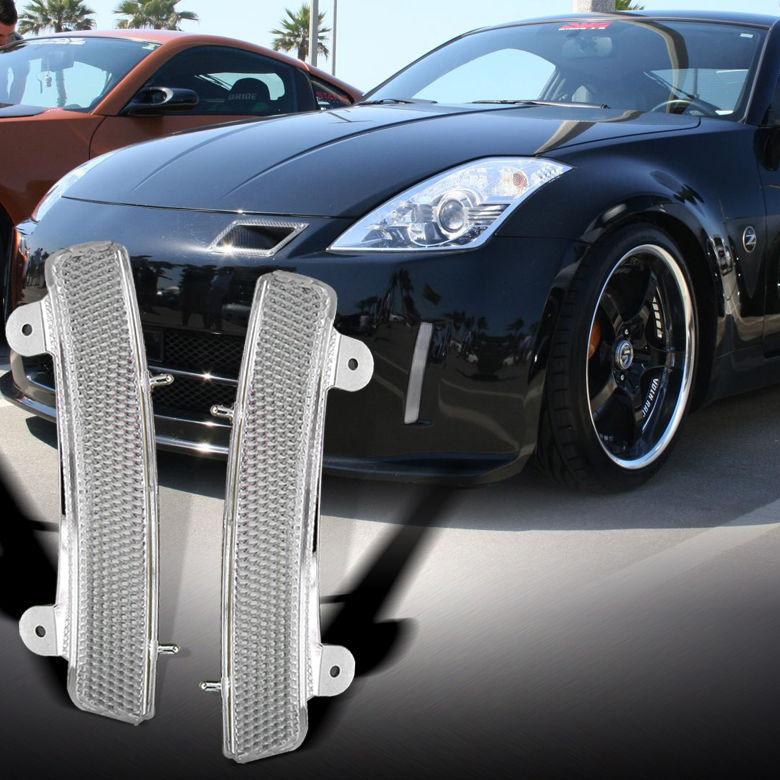 03-05 nissan 350z z33 fairlady z jdm all clear front bumper reflector pair set