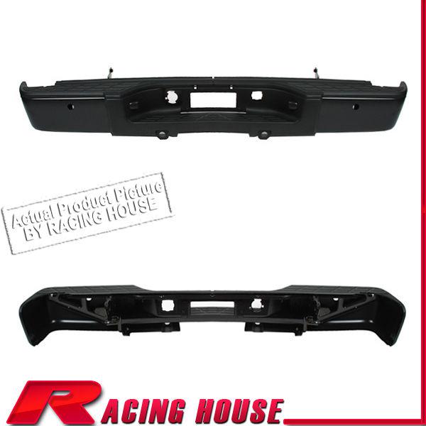 Rear step bumper bar w/ pad 07-11 silverado sierra 1500 black w/ sensor holes 10