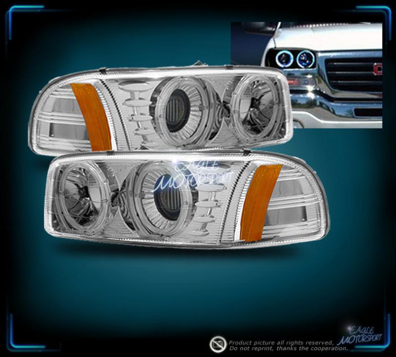 Hid 99-06 sierra yukon denali halo ring angel eye projector headlights lamp 05