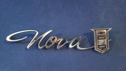    chevrolet nova chevy ii script-type badge, very good condition