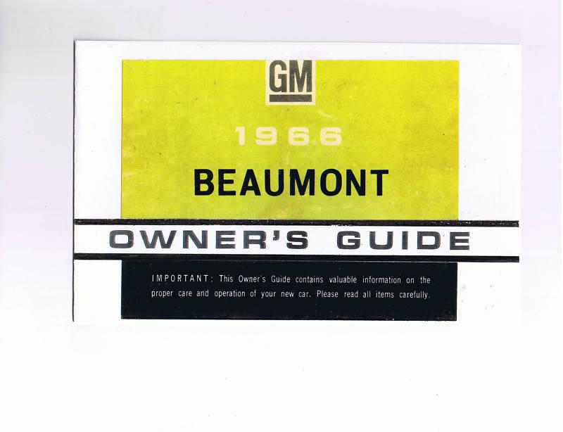 1966 beaumont (pontiac of canada)  owners  manual, new, unreserved