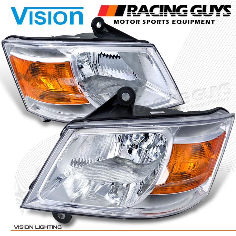 Vision new left+right pair clear head lights amber lamps replacement assembly