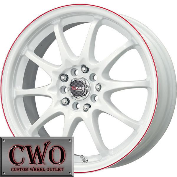 17 white drag dr-9 wheels rims 5x100/5x114.3 5 lug eclipse altima jetta maxima