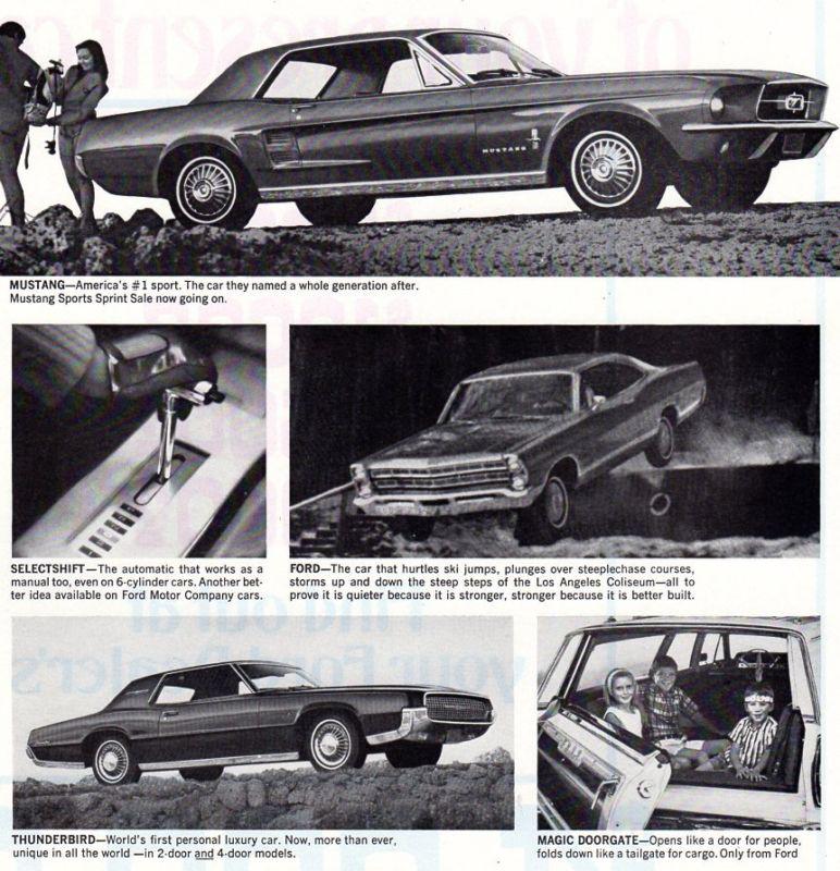 Vintage  original  1968  ford  mustang  &  thunderbird  ad - 10 1/2 " x 13 1/2 "