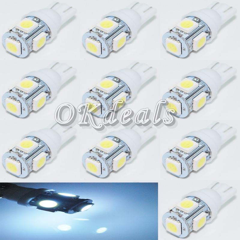 10xt10 194 168 w5w 360°wedge 5050 5 smd led bulb xenon white car tail light alqp