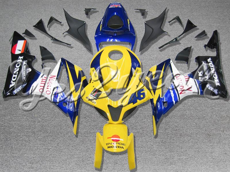 Injection molded fit 2007 2008 cbr600rr 07 08 yellow blue fairing zn689