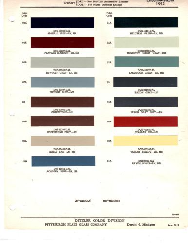 Find 1952 LINCOLN CAPRI COSMOPOLITAN MERCURY MONTEREY PAINT CHIPS ...