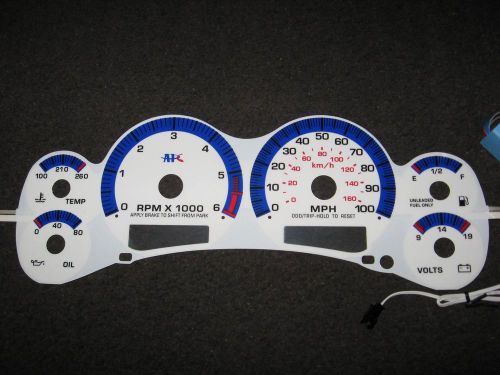 98-03 chevy s10 at w/6000 rpm blue indiglo glow white gauges new