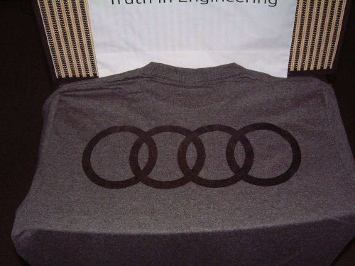 Audi collection short-sleeved, grey &#034;rings&#034; t-shirt, usa size m: euro size l nib