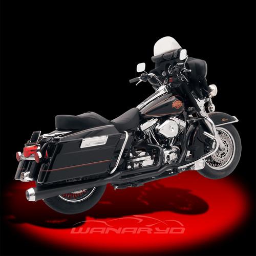 Road rage 2-into-1 exhaust systems,black long for 1989-2006 harley touring