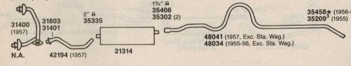 1957 chevy hardtop single exhaust system, aluminized