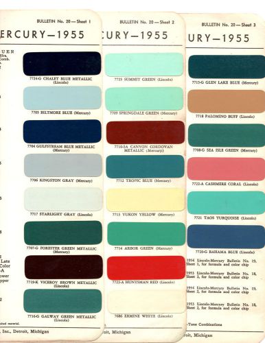 1955 mercury monterey montclair lincoln capri premiere 55 paint chips acme 2