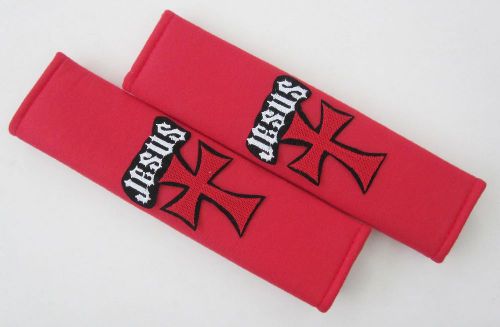 2 pcs car comfortable seat belt seatbelt shoulder pads cover jesus cross r