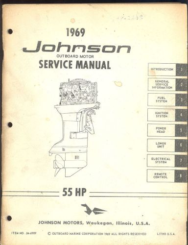 1969 omc / johnson  55hp outboard factory service manual / jm-6909