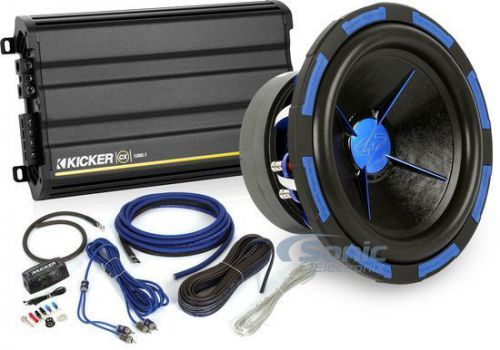 Power acoustik + kicker 1200w bass pack: 12&#034; mofo sub + monoblock cx amp &amp; kit