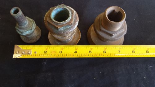 3 vintage bronze through (thru) hulls exhaust fitting 1&#034;, 7/8, 3/8 (wc)