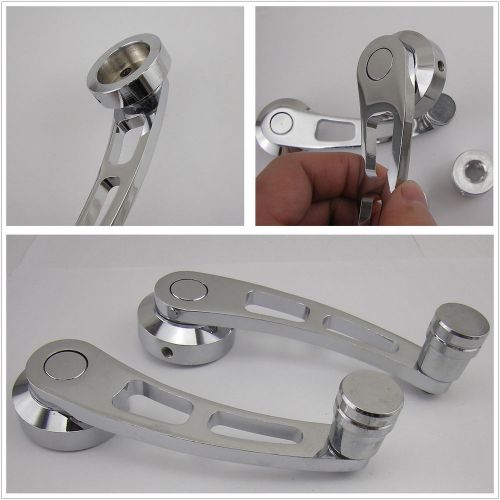 Car off-road window door glass winder cranks handle chrome aluminium knobs 2 pcs