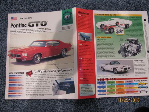 ★★ pontiac gto judge - collector brochure specs info 1968 / 1969 / 1970 / 1971 ★