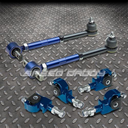 6pc adjustable front+rear suspension camber+adjuster kit 90-97 honda accord blue