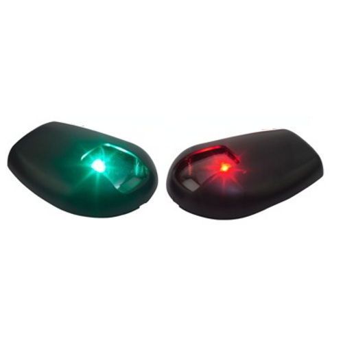 Pair of led surface mount black plastic red and green bow navigation lights