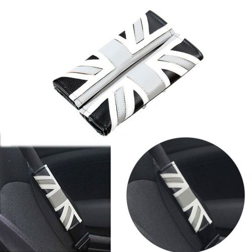 2x gray union jack flag car seatbelt seat belt shoulder pads cover for cooper