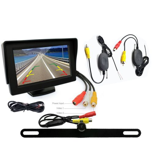4.3&#034; tft lcd monitor + wireless car backup camera rear view system 170° wideview