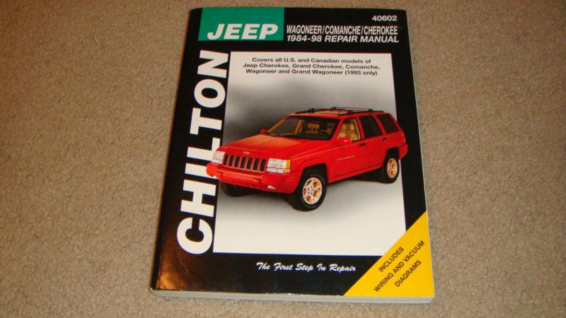 84-98 jeep wagoneer comanche cherokee  chilton repair manual