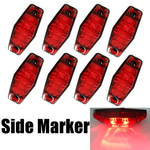 8 x shiny red  side marker clearance 2&#034; surface mount led light universal