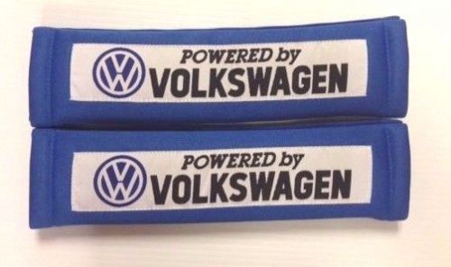 Powered by volkswagen  2pcs blue car seat belt shoulder pads