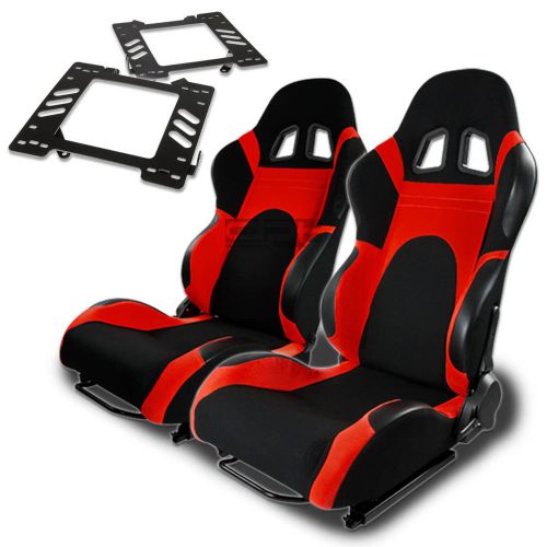 Type-6 racing seat black red woven+silder+for 99-04 mustang sn-95 bracket x2