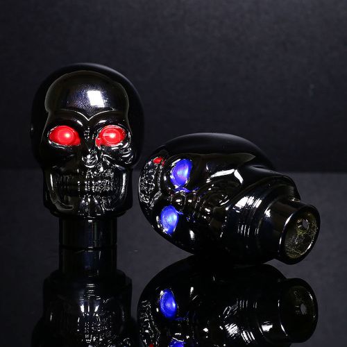 Skull head universal red/blue led gear lever shift knob shifter car auto